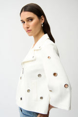 JOSEPH RIBKOFF Foiled Faux Suede Swing Jacket With Grommets 261905