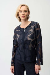 Laser Cut Leatherette Giraffe Print Fitted Jacket 261906