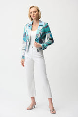 Foiled Faux Suede Geometric Print Fitted Jacket 261911