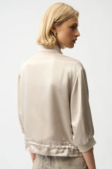 JOSEPH RIBKOFF Satin Boxy Blouson Jacket With Drawstring Hem 261913