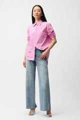 Joseph Ribkoff Stretch Cotton Stripe Print Blouse 261966