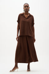 Woven Gauze Boxy Top With Shirred Sleeves 262078