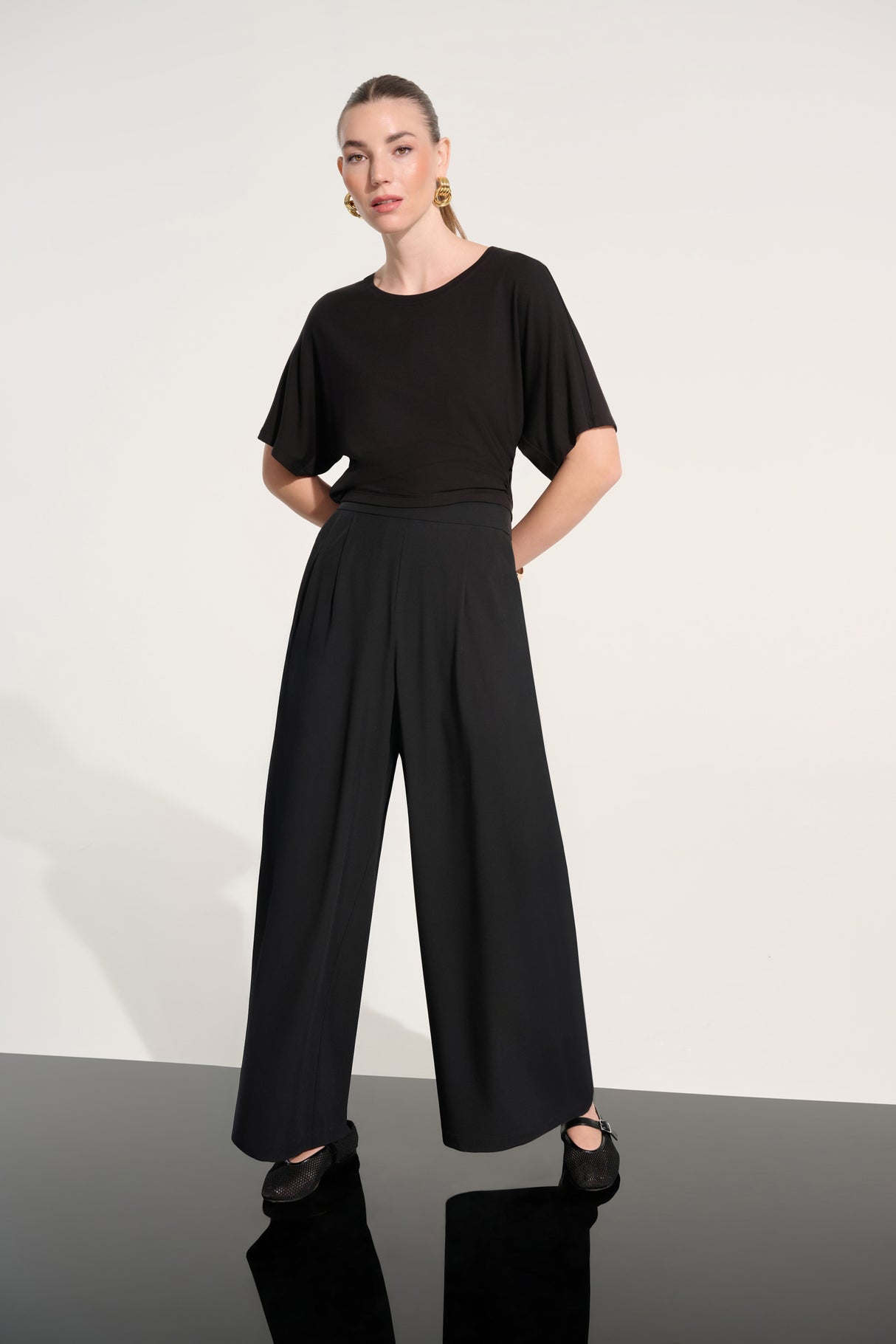 Joseph Ribkoff Stretch Woven Pull-On Wide Leg Pants 262622