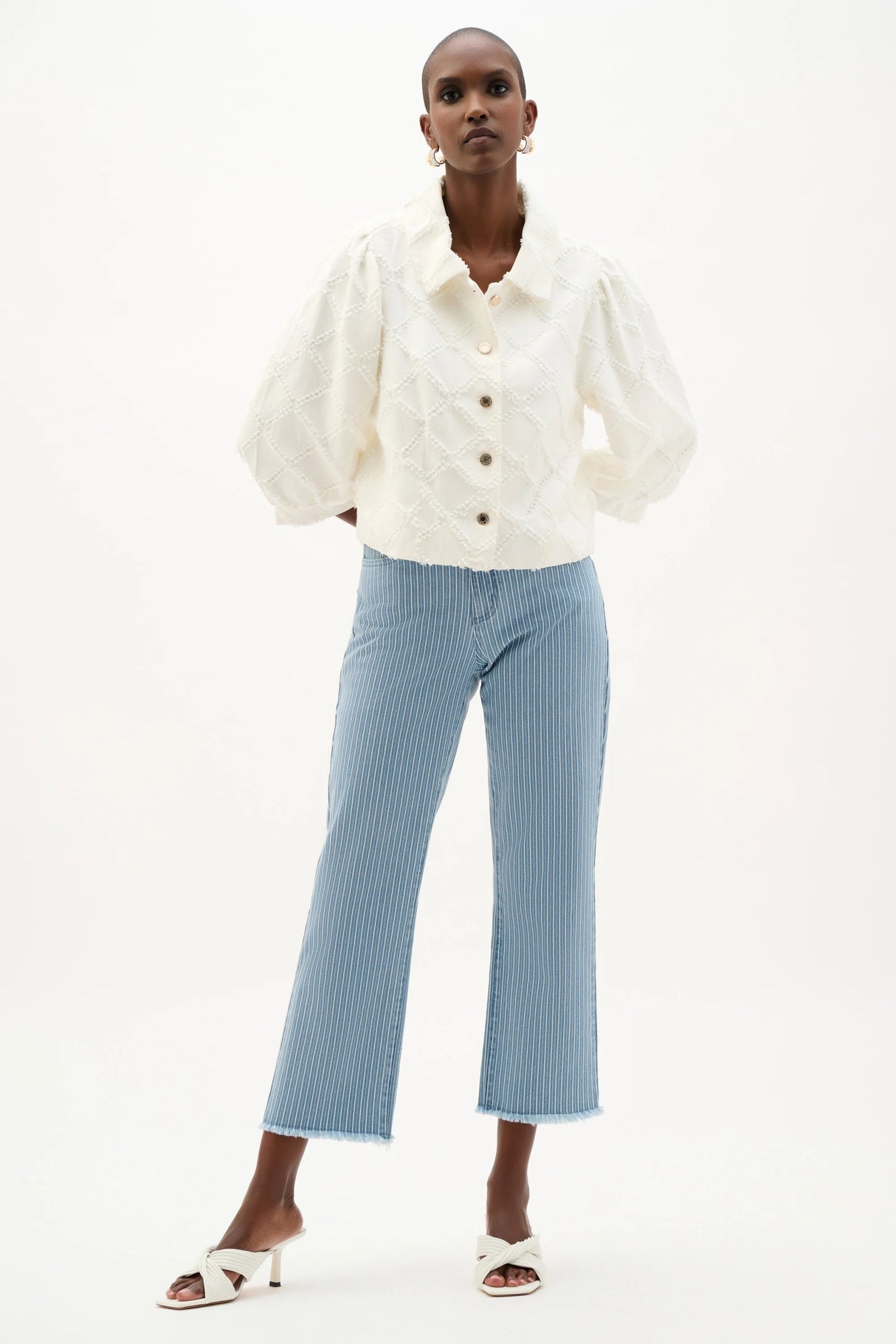 Cotton Twill Jacket With Balloon Sleeves 262919