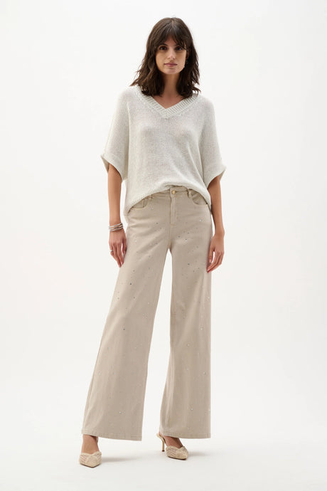 Joseph Ribkoff  Wide Leg Jeans With Rhinestones 262940