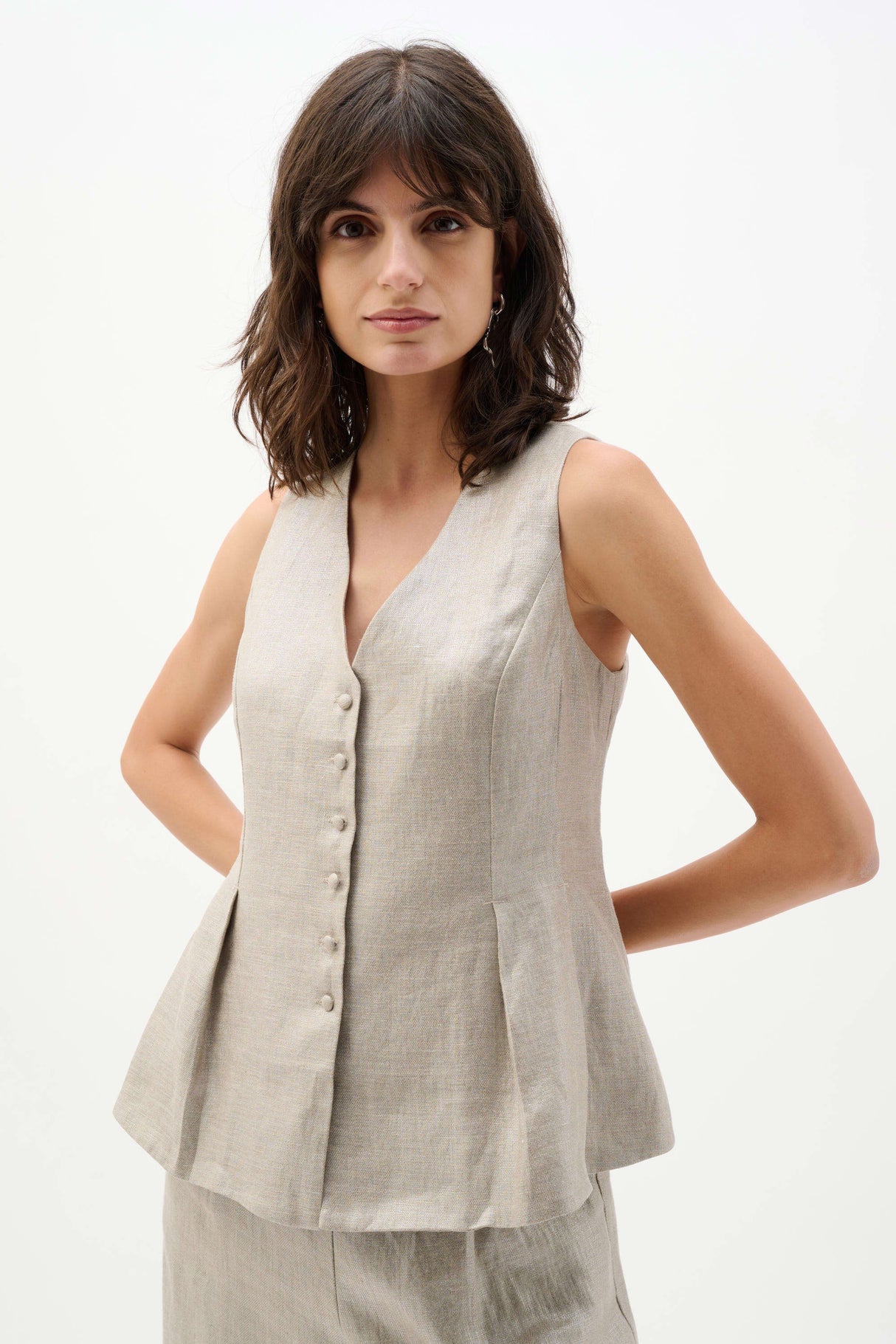 Joseph Ribkoff  Linen Peplum Vest 262944