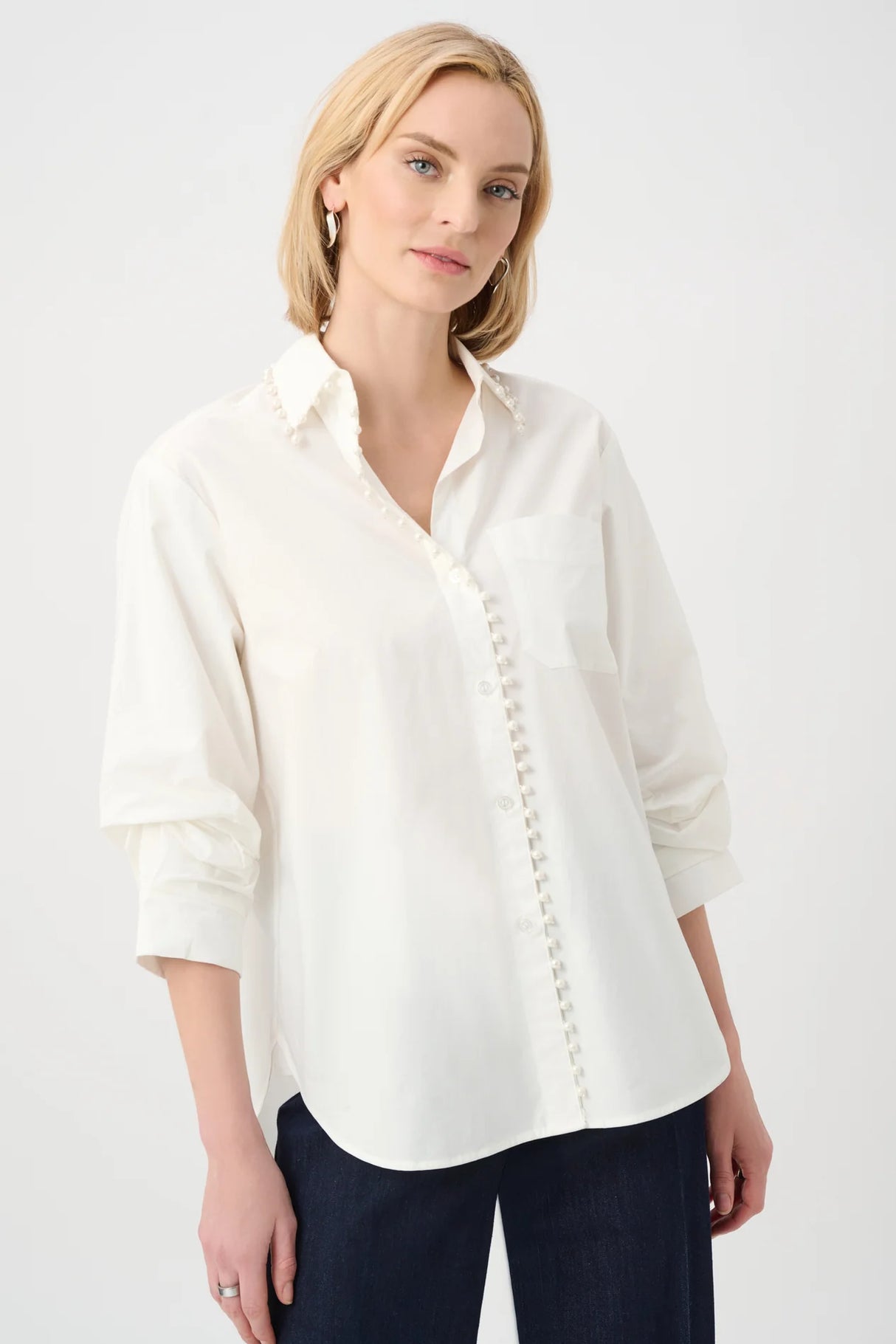 Joseph Ribkoff Cotton Poplin Pearl Blouse 263923