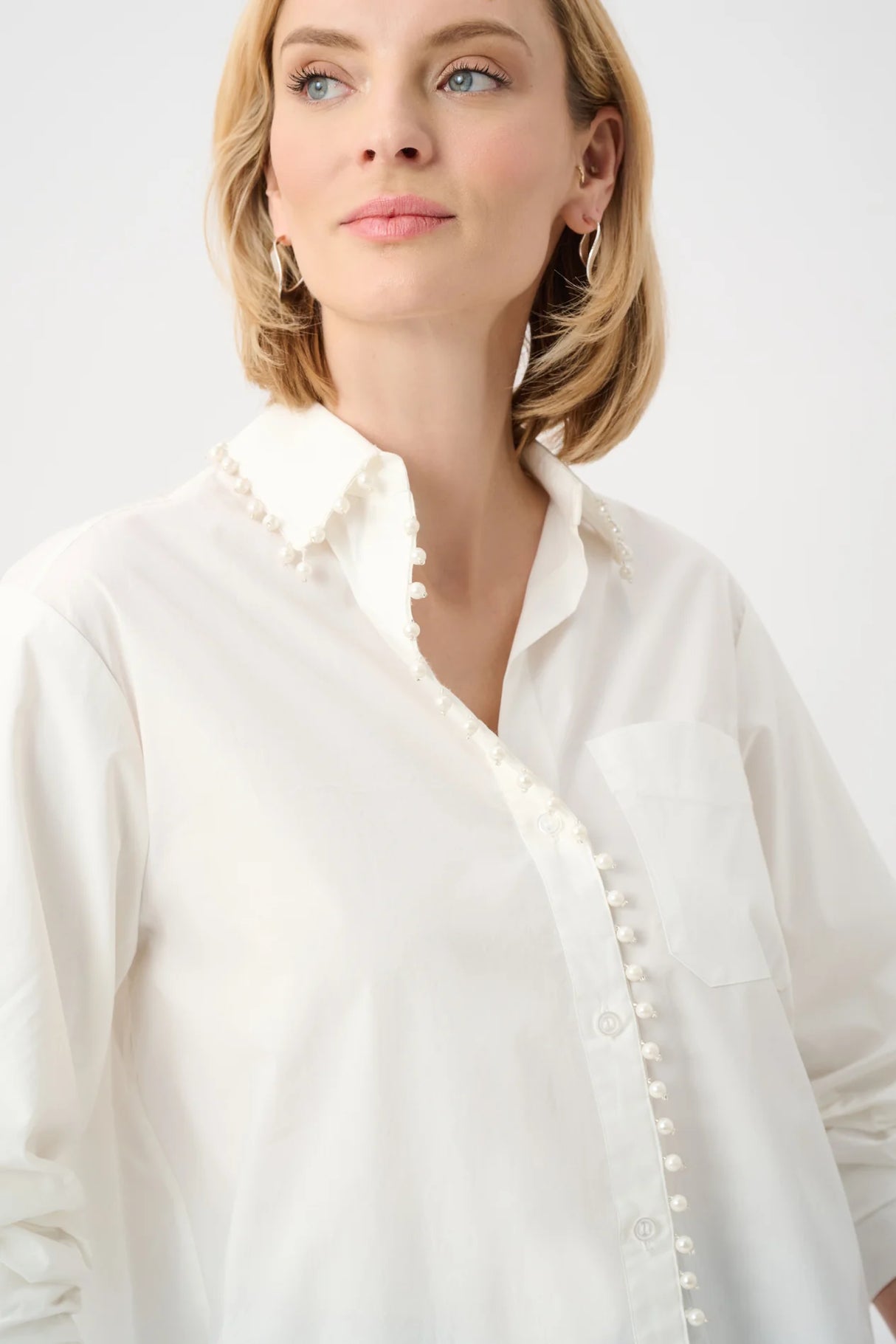 Joseph Ribkoff Cotton Poplin Pearl Blouse 263923