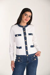 Frank Lyman Cardigan 266536 266536FL-Off White/Blue-X