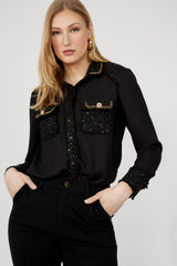 FRANK LYMAN WOVEN BLOUSE BLACK 253783