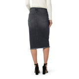 Liverpool LM6241RL Black Denim Slit Skirt