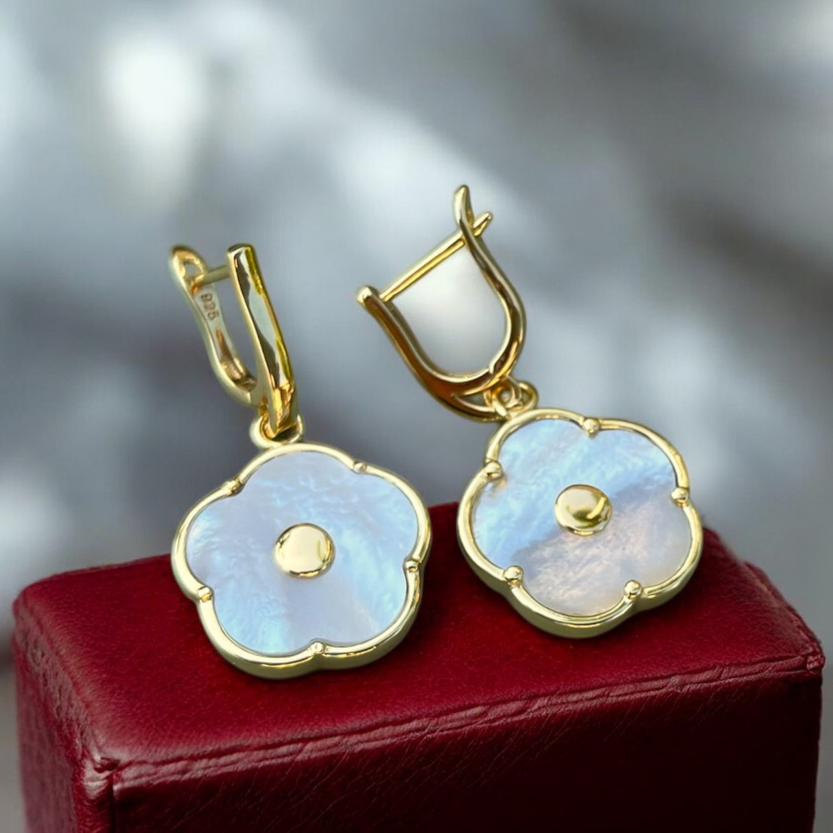 ELEGANT MOTHER-OF-PEARL Earrings – Statement of Sunlit Elegance
