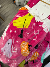 Halloween Throw Blanket Set – 2 Pack (Pink & Black Ghost Designs)