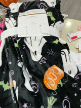 Halloween Throw Blanket Set – 2 Pack (Pink & Black Ghost Designs)