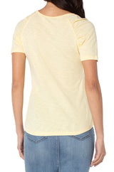LIVERPOOL  SOFT YELLOW LM8581K15 Short Sleeve Slub Tee