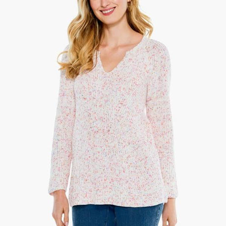 NIC+ZOE S221156 PRISM STITCH SWEATER PINK