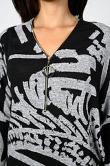 Frank Lyman 224169 Black/Grey Knit Top