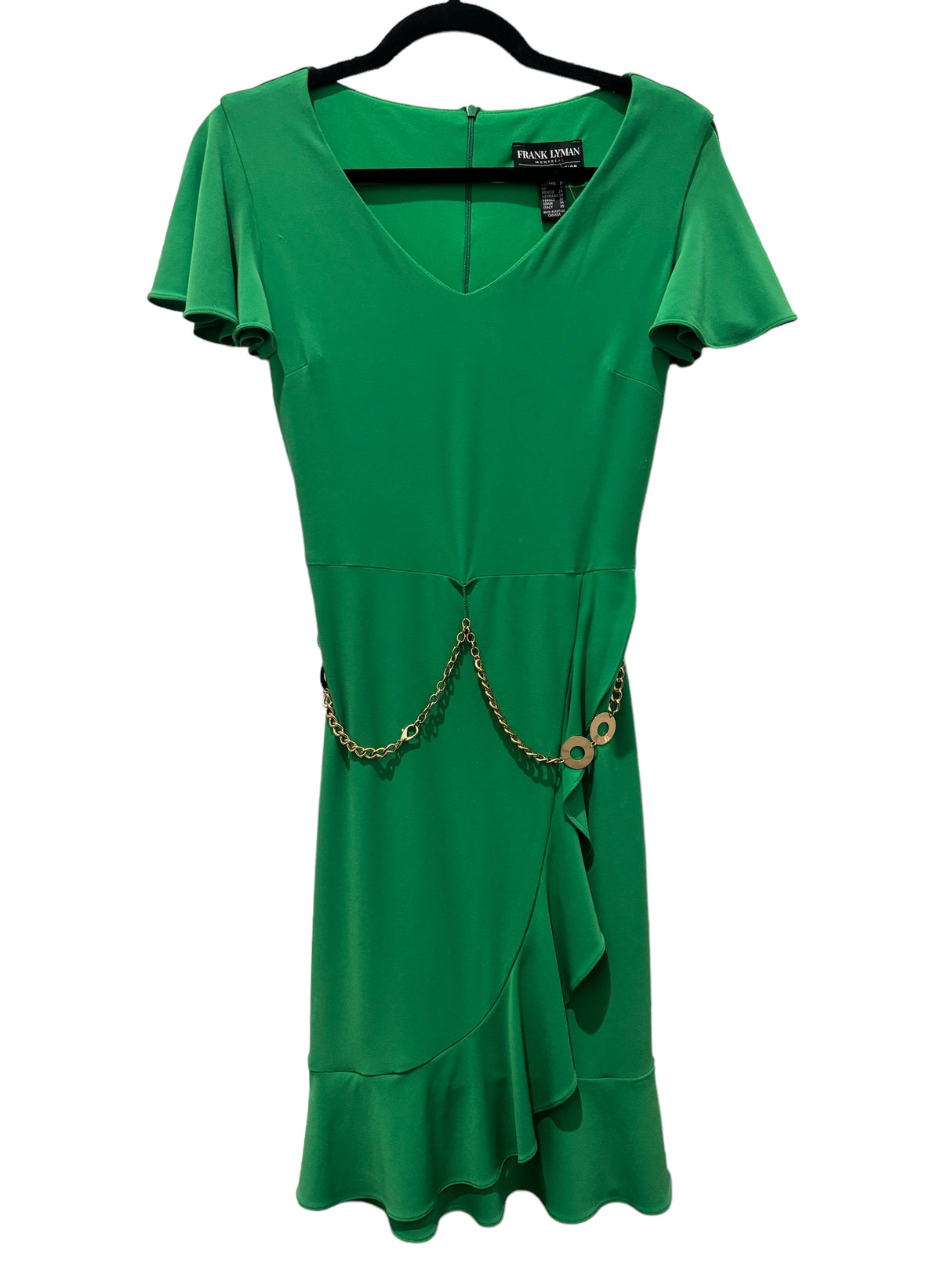 Frank Lyman 201065 Green Dress with gold belt Ryan Wayne Boutique Frank Lyman 201065 Green Dress with gold belt Ryan Wayne Boutique