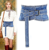 Hcclijo Women's Dress Belt Denim Wide Corset Waist Belt Waistband Cummerbund With Buckle For Lady Accessories