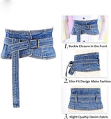Hcclijo Women's Dress Belt Denim Wide Corset Waist Belt Waistband Cummerbund With Buckle For Lady Accessories
