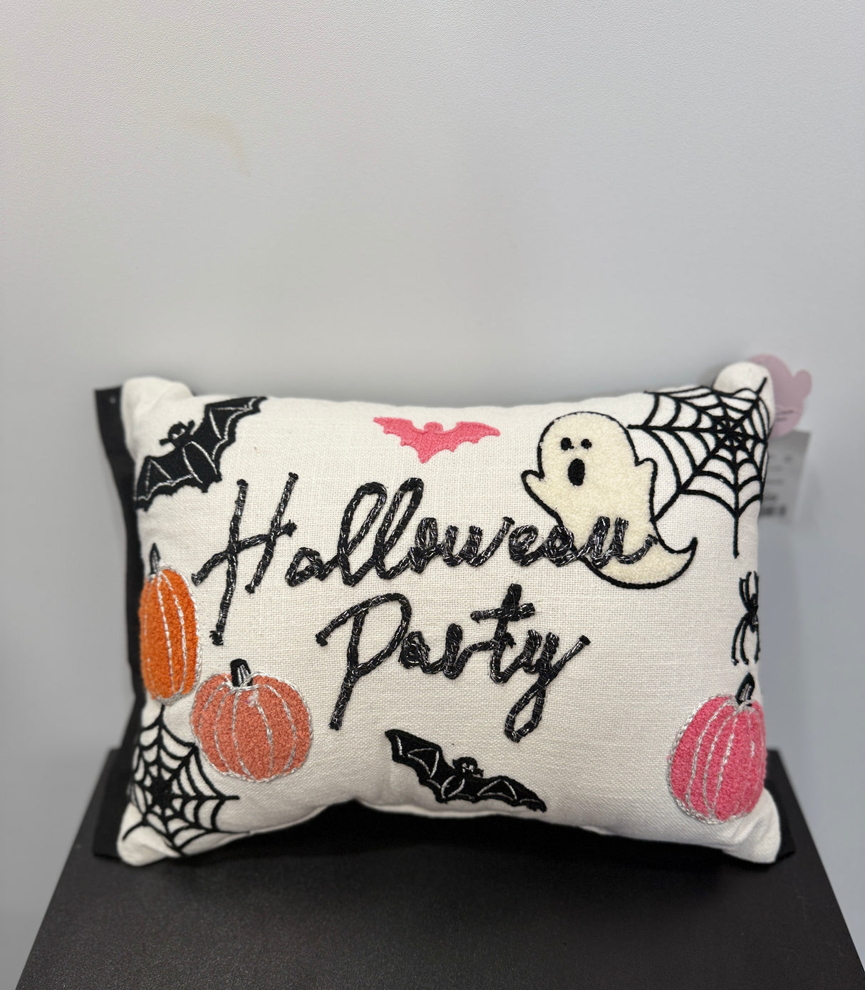 “Halloween Party” Embroidered Pillow with Ghosts & Pumpkins 633556