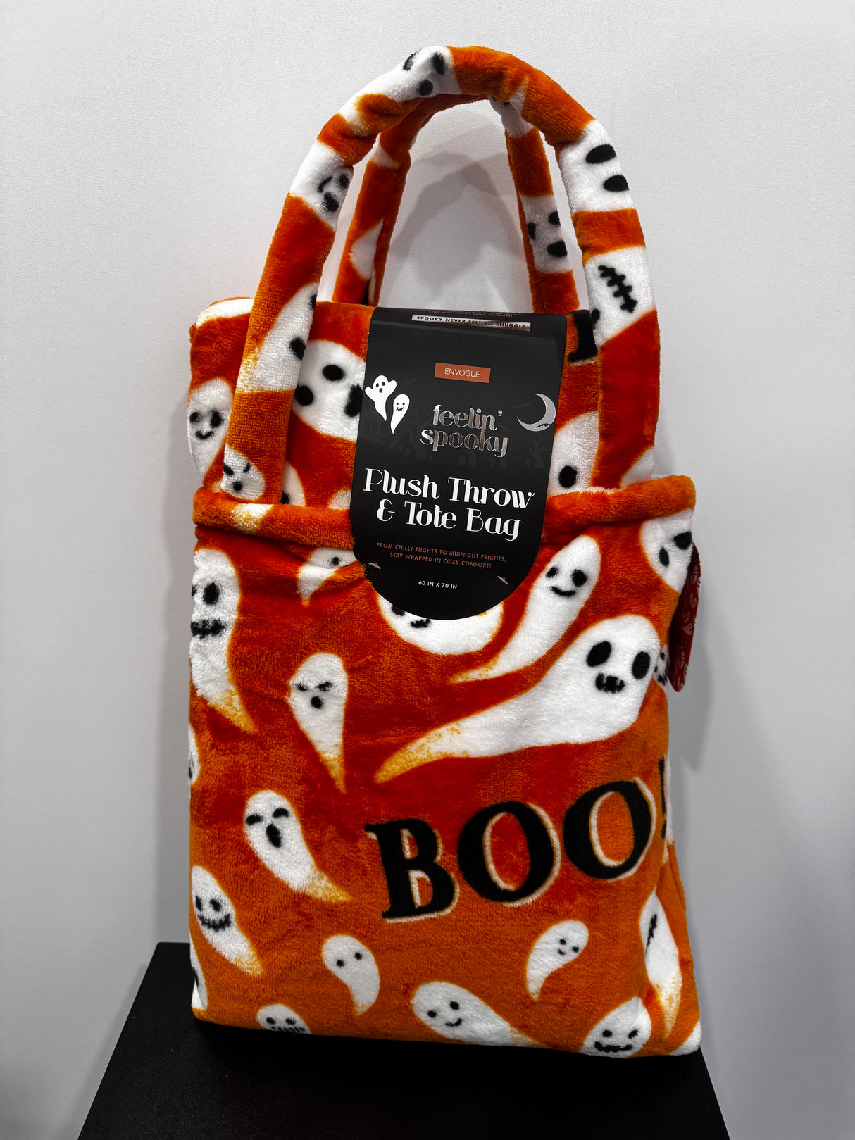 Ghost “BOO” Plush Throw & Tote Bag Set – 50" x 70"