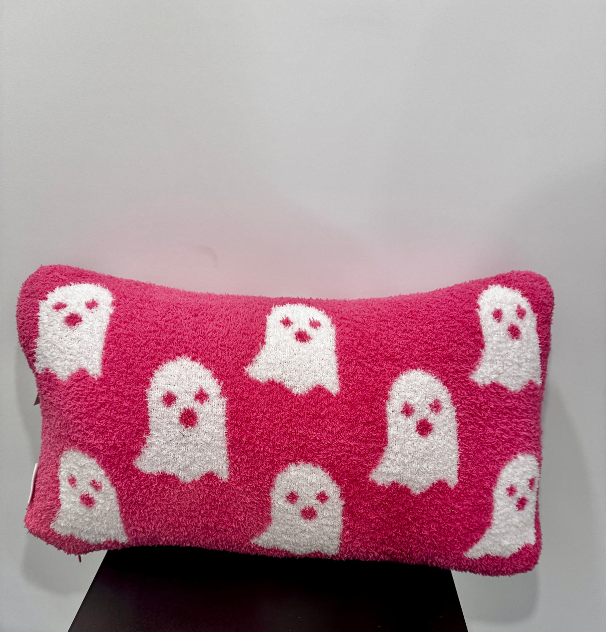 Hot Pink Ghost Lumbar Halloween Pillow