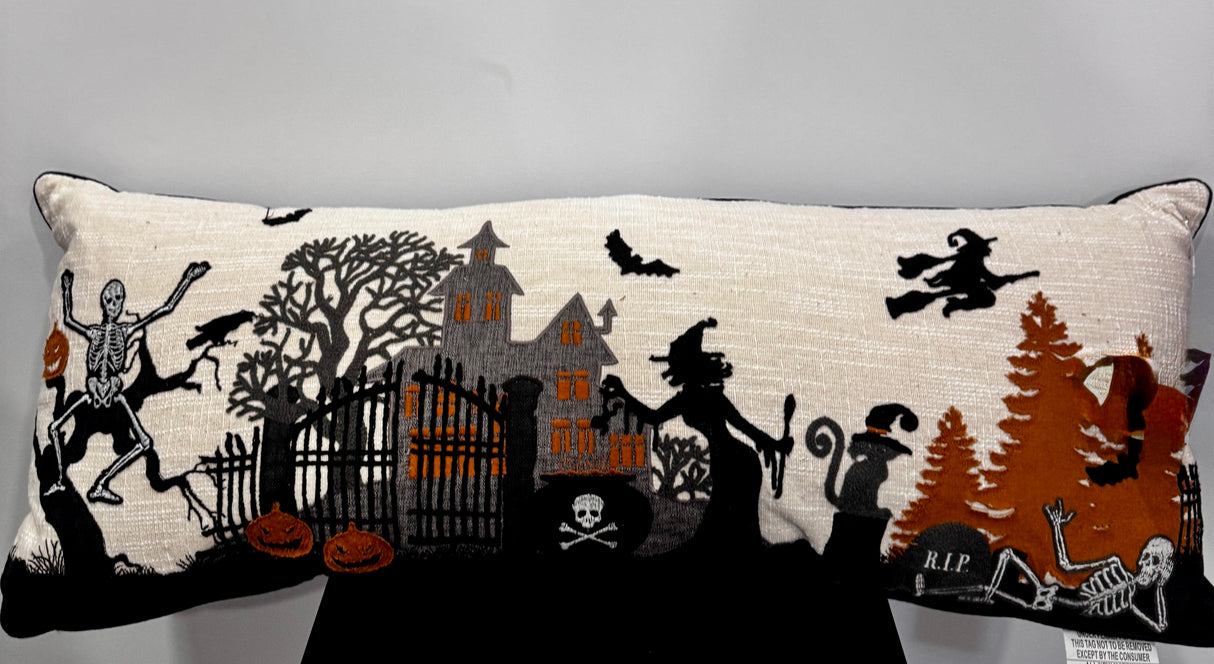 Haunted House Scene Halloween Lumbar Pillow
