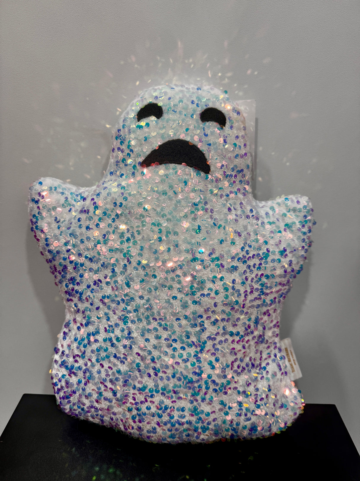 Sequin Ghost Halloween Pillow – Sparkly Iridescent Accent