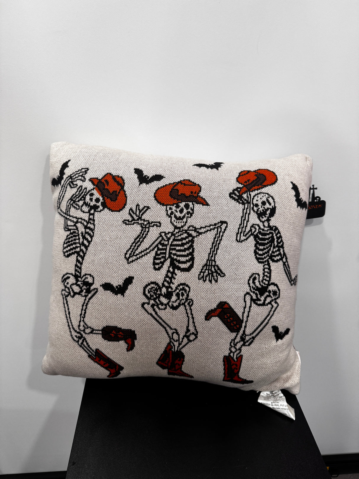 Dancing Cowboy Skeletons Halloween Pillow