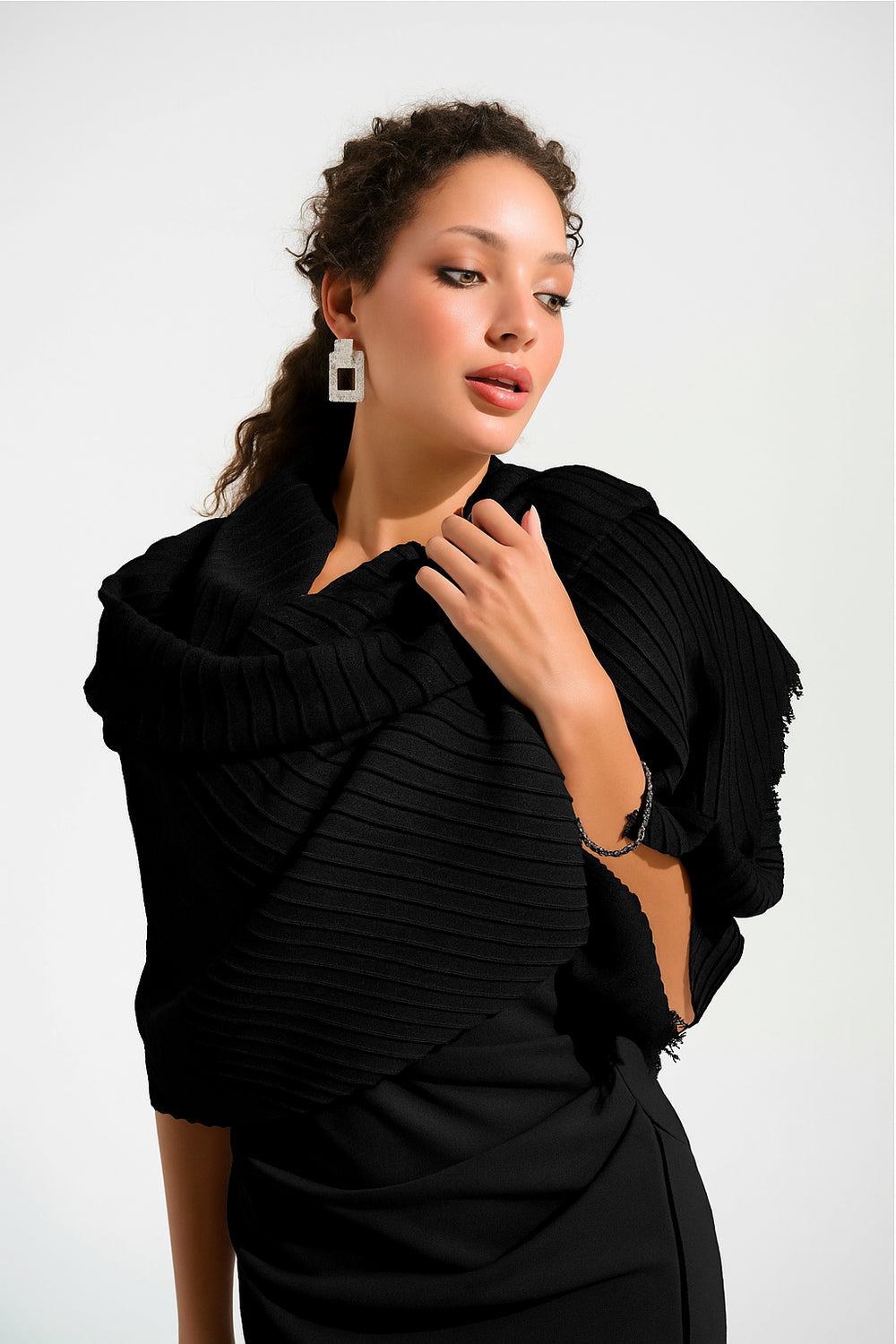 JOSEPH RIBKOFF Fringed Solid Wrap SCARVES 261781