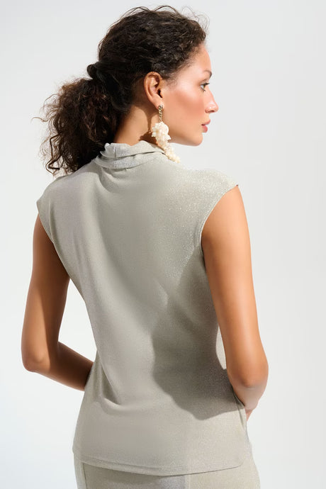 JOSEPH RIBKOFF Signature | Sparkle Knit Wrap Top With Rhinestones Ornament 261758
