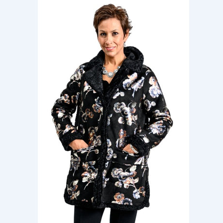 NIKKI JONES, REVERSIBLE BLACK FLORAL