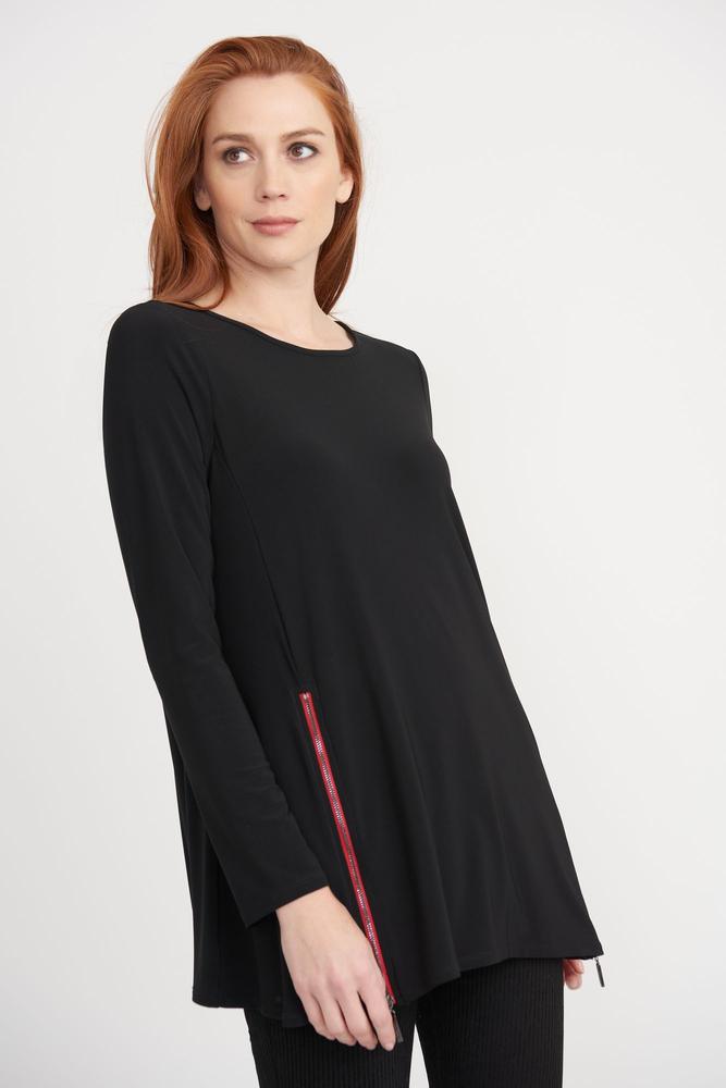 JOSEPH RIBKOFF TOP WITH RED AND GOLD ZIPPER 203303