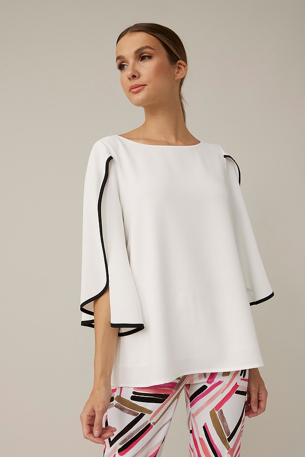 JOSEPH RIBKOFF 221029 VANILLA/BLACK GEORGETTE TOP
