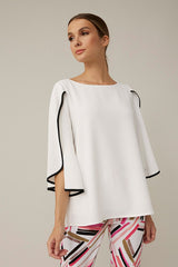 JOSEPH RIBKOFF 221029 VANILLA/BLACK GEORGETTE TOP