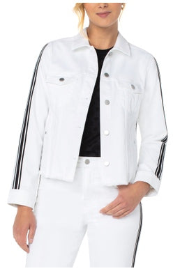 LIVERPOOL CUT OFF TRUCKER W/SPORTS STRIPE IN SPORT WHITE STYLE: LM1900QY-W