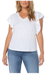LIVERPOOL FLUTTER SLEEVE KNIT TOP IN WHITE STYLE: LM8700K15