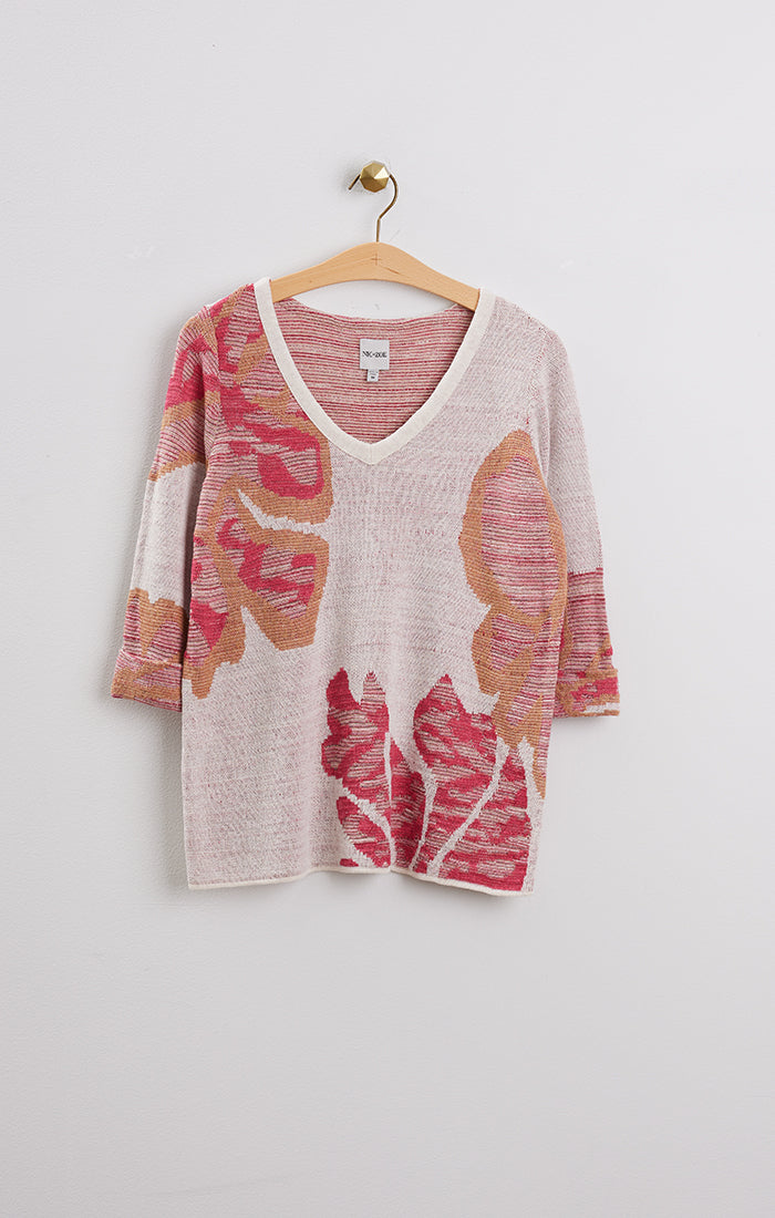 NIC+ZOE S221152 PINK PETALS SWEATER PINK