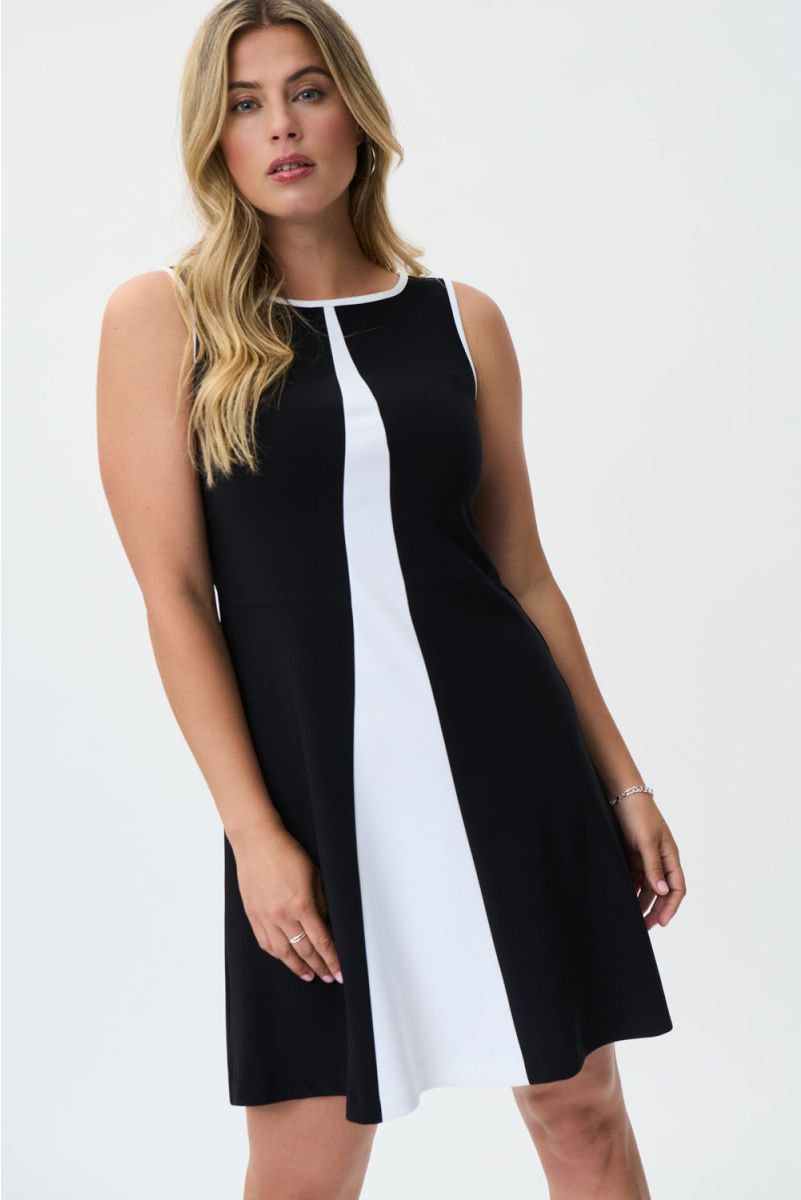 Joseph Ribkoff 231193 LDS Black Dress w/ White Stripe